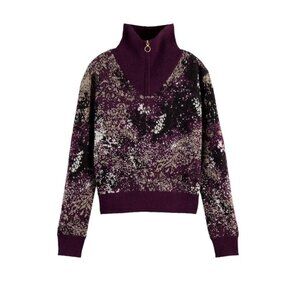 Scotch & Soda XL Wool Alpaca Blend Half-Zip Pullover Jacquard Sweater NEW